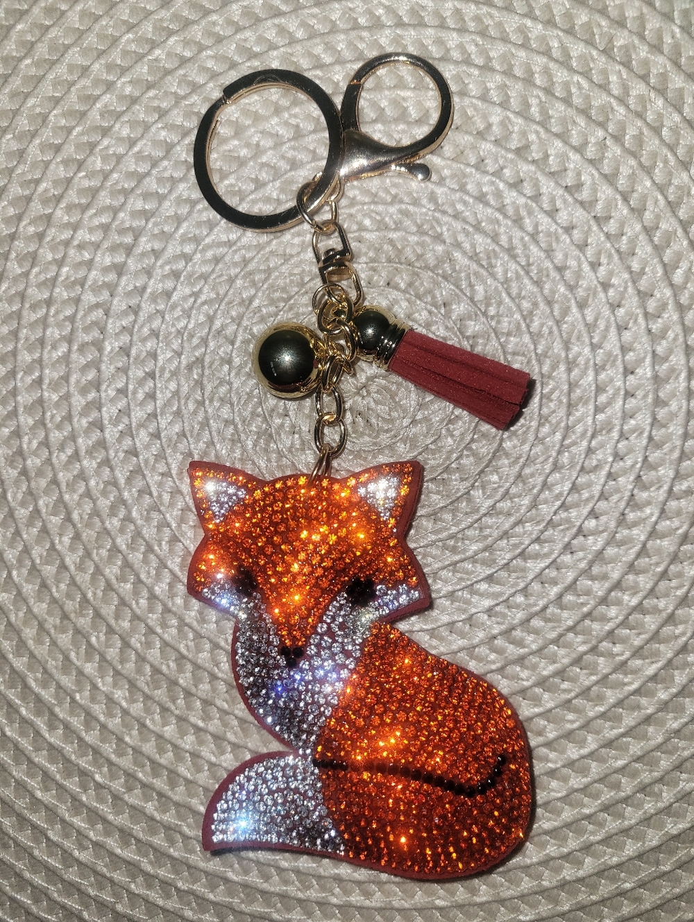 Sparkling Fox Keychain - Orange Crystal Fox Charm